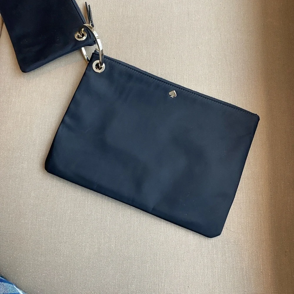 Kate Spade Black Pouch Wristlet Set with Gold Accents